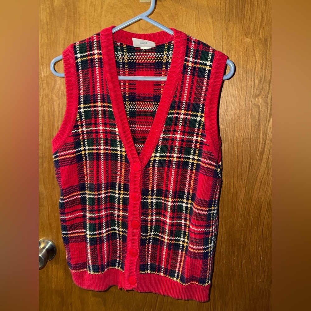 Vintage Northern Reflections Plaid Button Front Knit Sweater